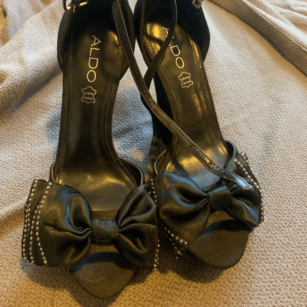 Aldo black wedge heels with bow size 38